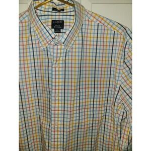 J. CREW Men's L Flex Washed Slim Untuck Plaid Multicolor Button Shirt Preppy